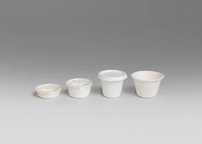 Food Packaging_ Sugarcane portion cups with sugarcane _ PLA lids