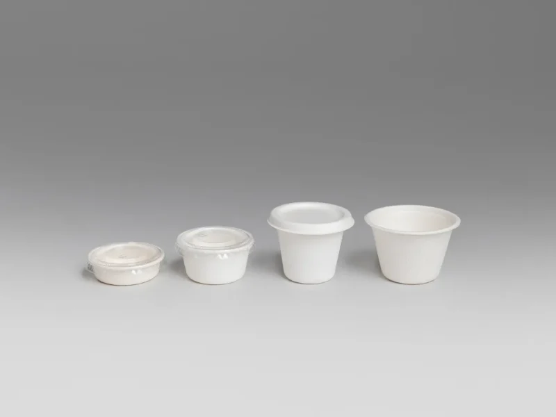 Food Packaging_ Sugarcane portion cups with sugarcane _ PLA lids