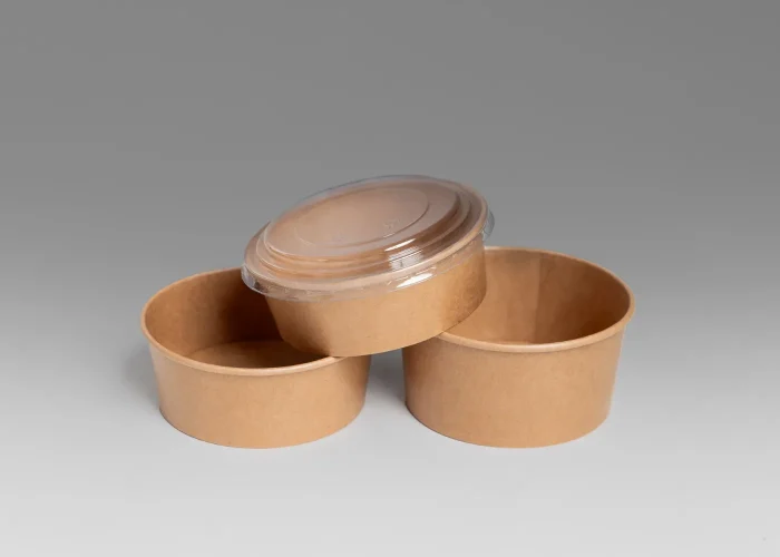 Food packaging_ Paper salad bowls with PET lids