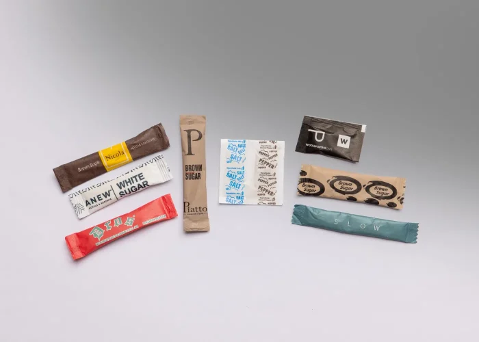 Single use sachets_ Branded or unbranded white_brown sugar and salt_pepper