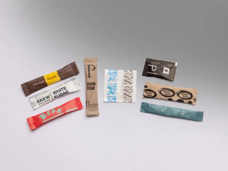 Single use sachets_ Branded or unbranded white_brown sugar and salt_pepper Single use sachets_ Branded or unbranded white_brown sugar and salt_pepper